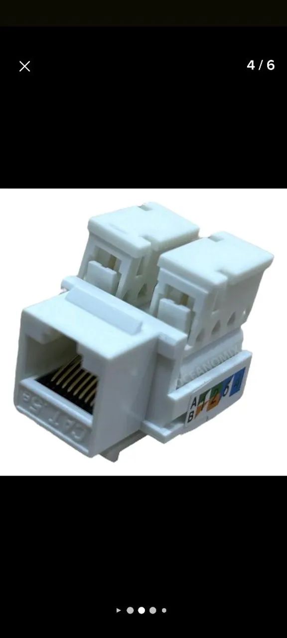 Conector fêmea Rj45utp keystone cat5e branco  - Foto 3