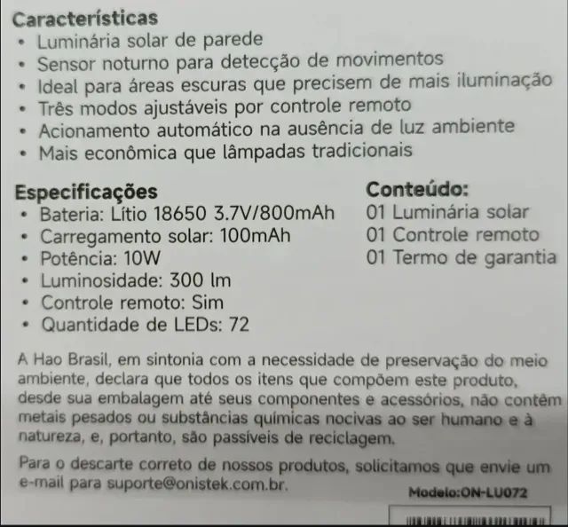 Onistek On-lu072 Plafon Solar Preto 10w 6500k - Foto 3