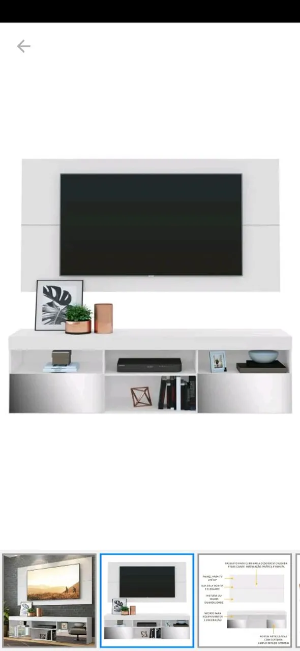 Painel para TV com 3 Nichos e 2 Gavetas
