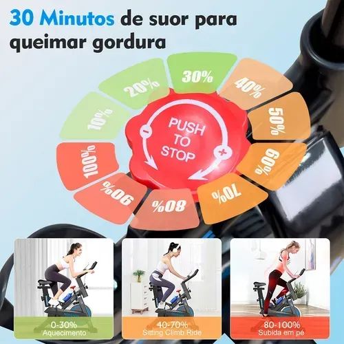 Bicicleta Ergométrica Spinning Profissional 13kg Inércia Preto Suporta Até 100kg - Foto 6