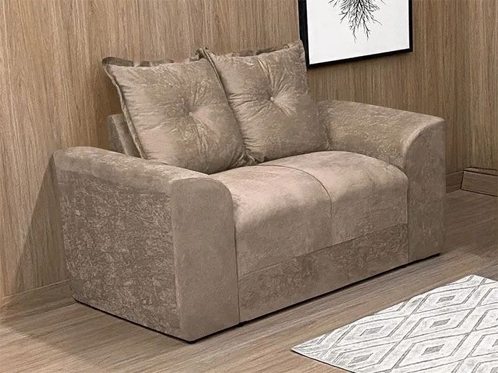 Conjunto Sofá 2 e 3 Lugares Suede Bege - Foto 2