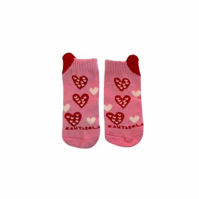 cantarola meia soquete coração rosa infantil - Foto 2