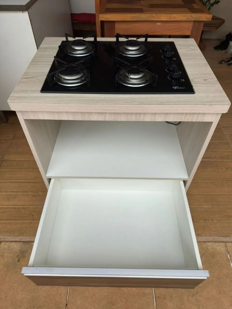 Cooktop Fischer 4 bocas elétrico com balcão <br>Balcão em MDF<br>Mds: 0,76 X 0,59 cm - Foto 4