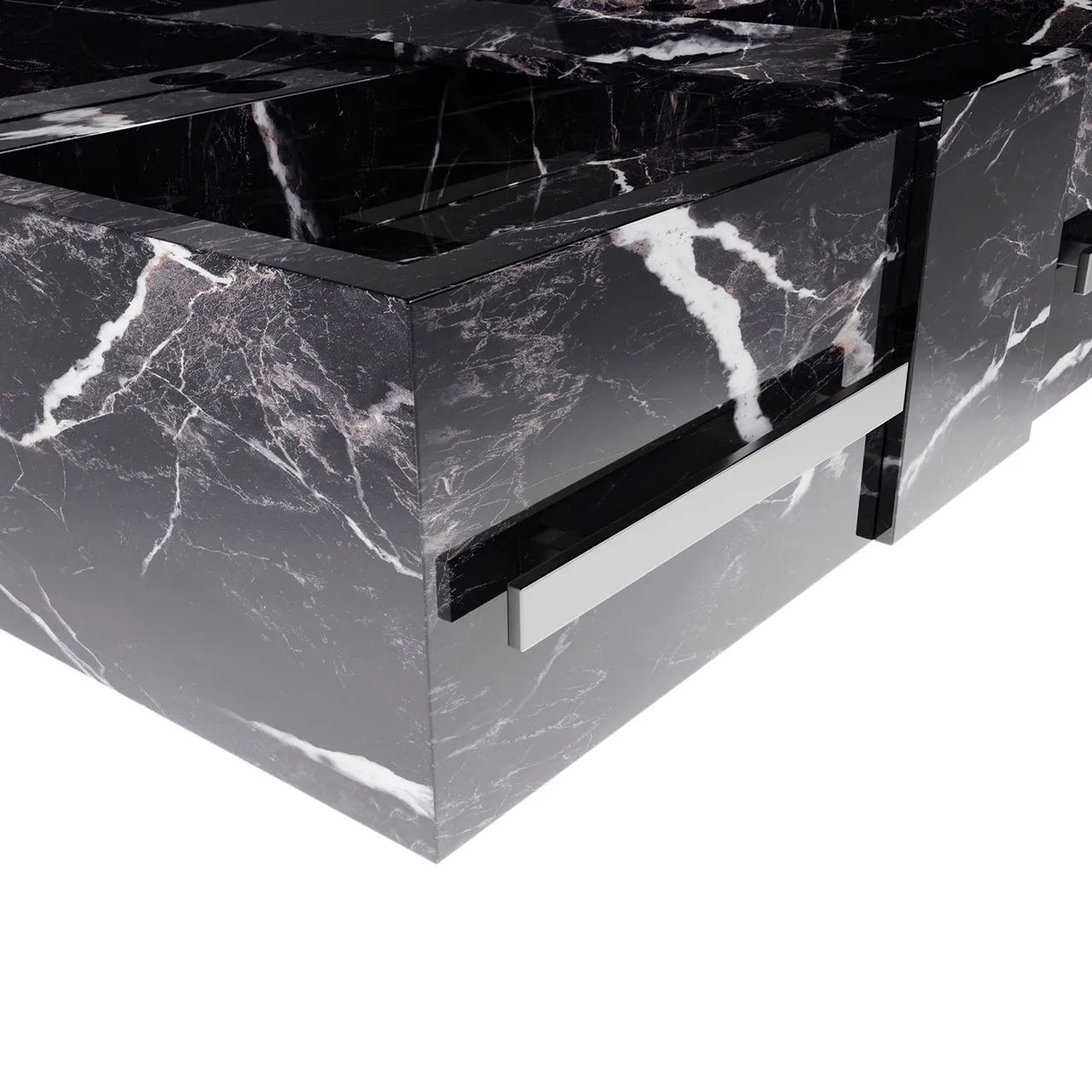 bancada pr banheiro porcelanato esculpida com 2 cubas 30x120x50cm  calacata Black bougut - Foto 3