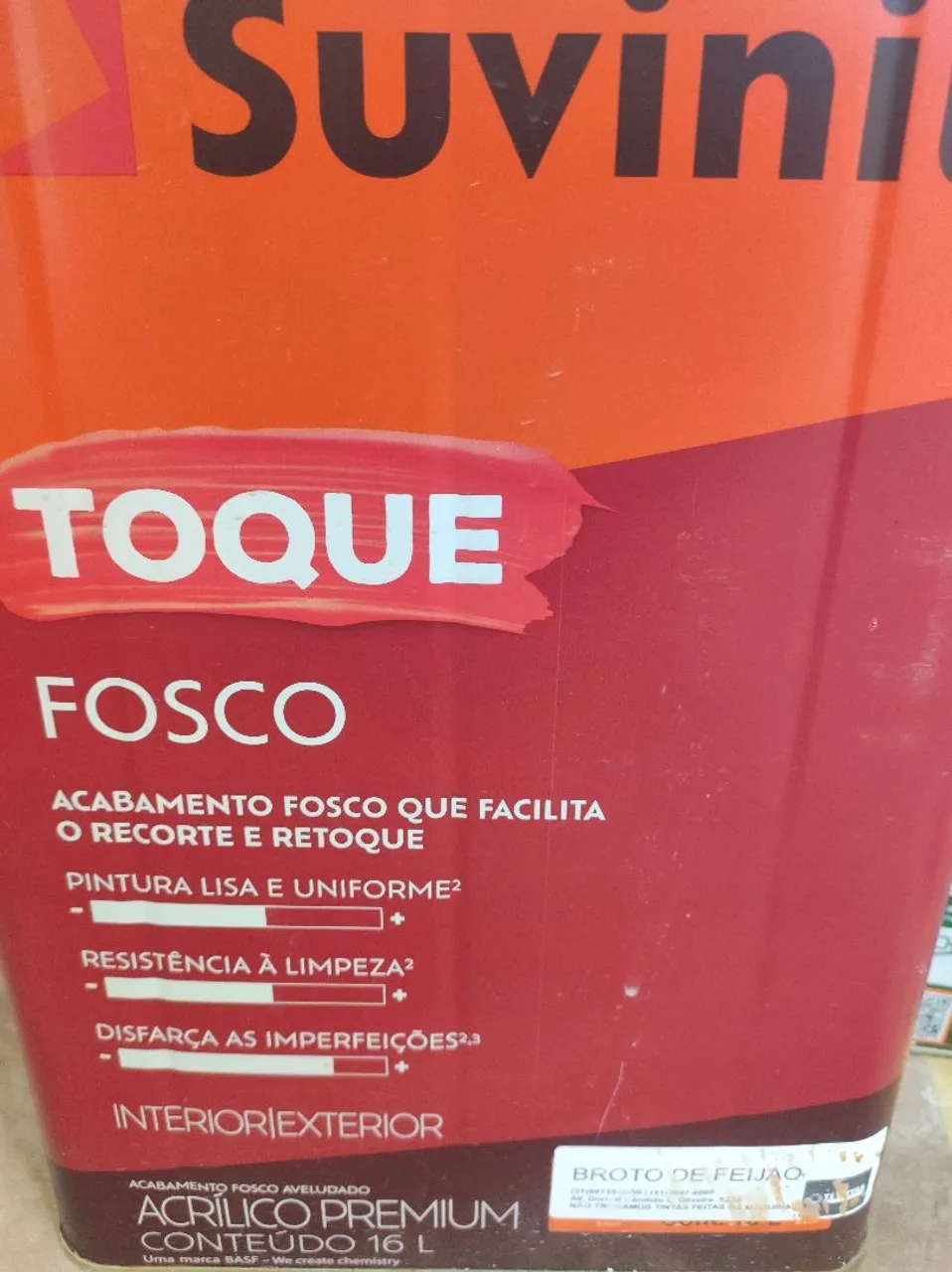 Tinta Suvinil Cor broto de feijão Toque Fosco Acrílico Premium 16L