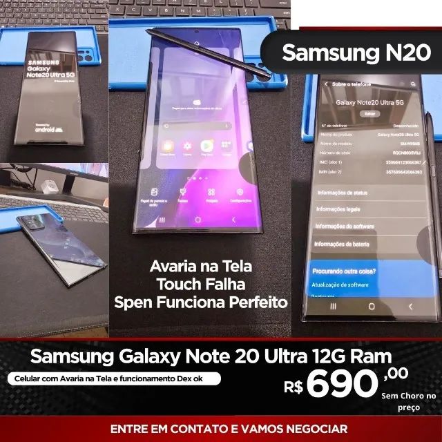Galaxy Samsung Note 20 Ultra 5g - Avaria na Tela
