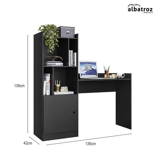 Escrivaninha com estante com 2 prateleira e 1 porta Direto da fabrica - Foto 2