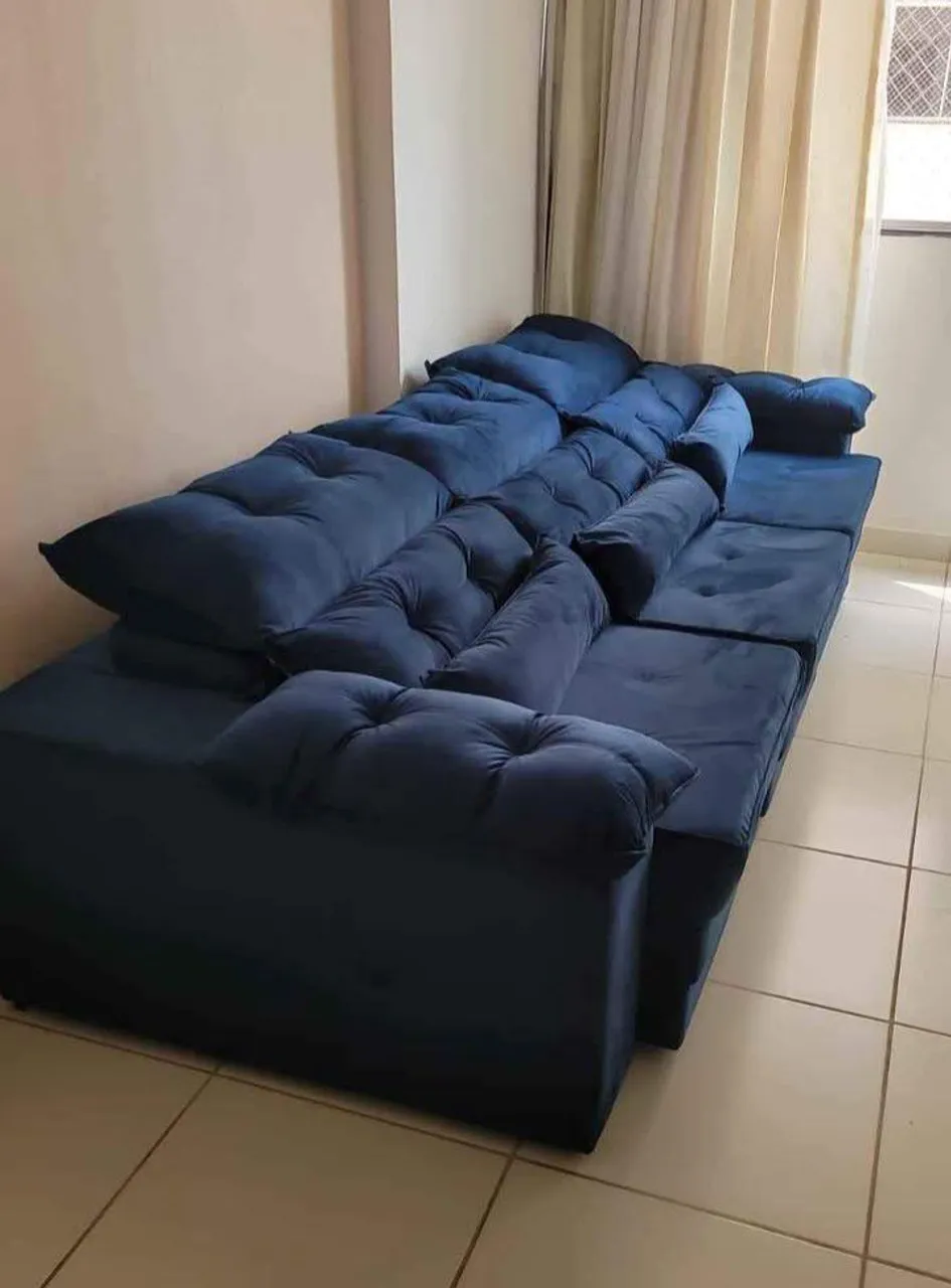 Sofá retrátil e reclinável de 3 lugares com molas no assento!