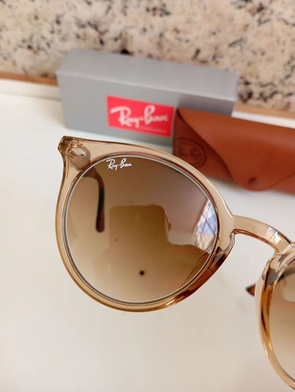 Óculos de sol Ray-Ban Rb2180 Transparente Lentes Safira  - Foto 6