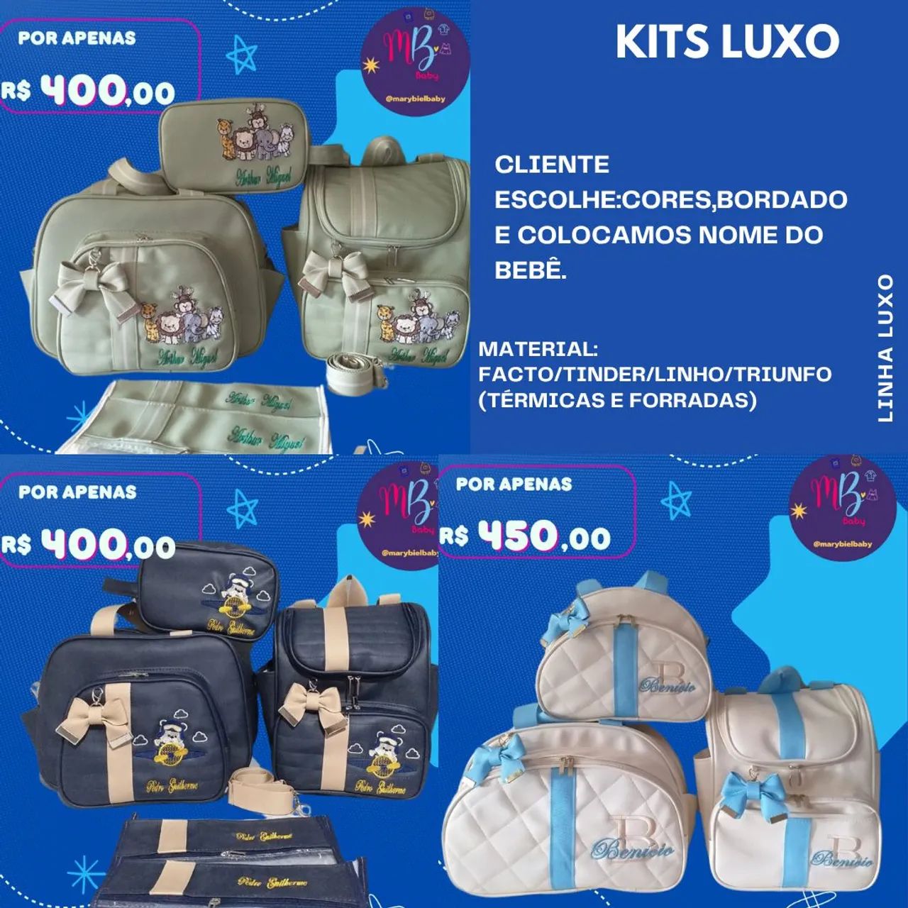 Kit Bolsas Maternidade Personalizado 3 Peças - Foto 5