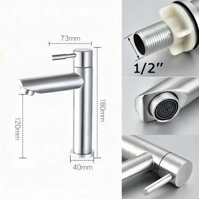 Torneira de Metal para Banheiro Lavatório Pia Prata Em Aço Escovado - Foto 4