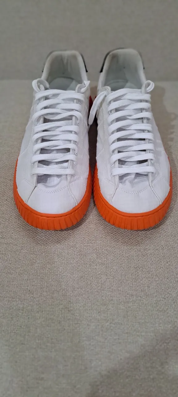 Tênis Osklen ARPX Riva Casual Branco com Detalhes Laranja 44
