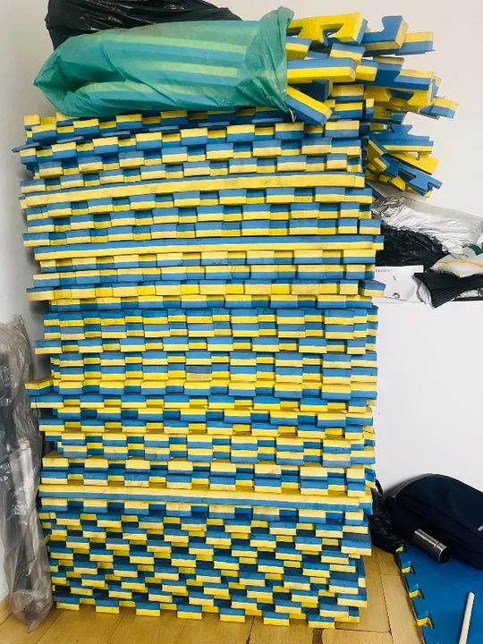 Tatame 1,00 X 1,00 X 40mm Dupla face Azul/Amarelo - Foto 6