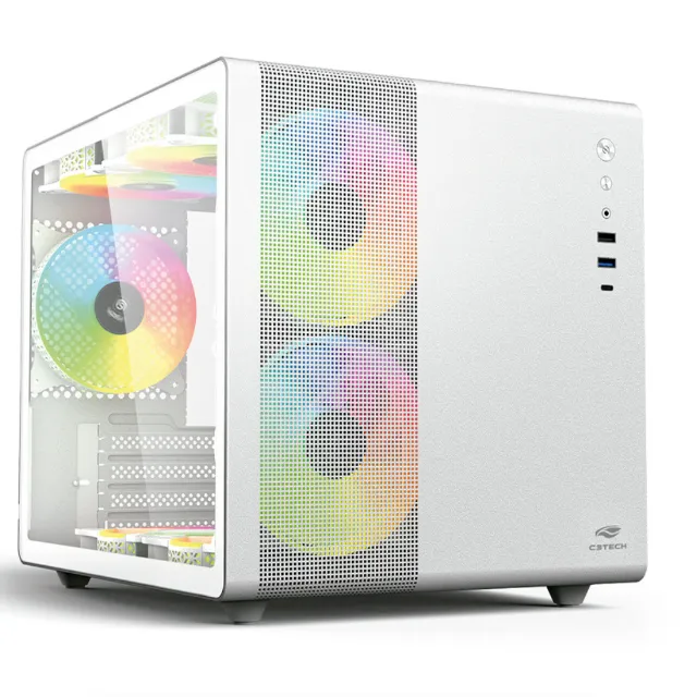 Gabinete Gamer C3Tech Aquarius MT-G710WH, Mini Tower, Micro ATX, Lateral em Vidro Temperad