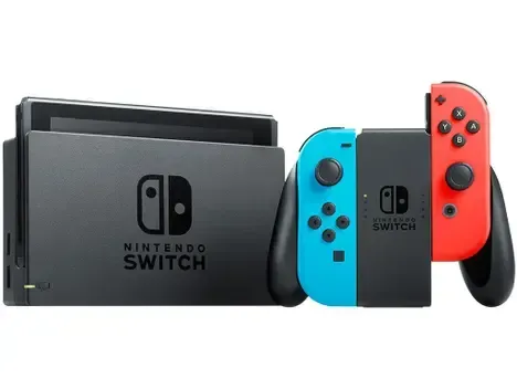Nintendo Switch Azul e Vermelho Neon com controle extra e bolsa de transporte