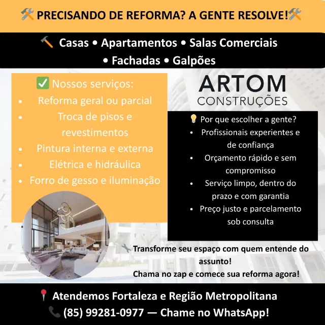 Reformas de Qualidade para Sua Casa ou Comércio - Faça Seu Orçamento!