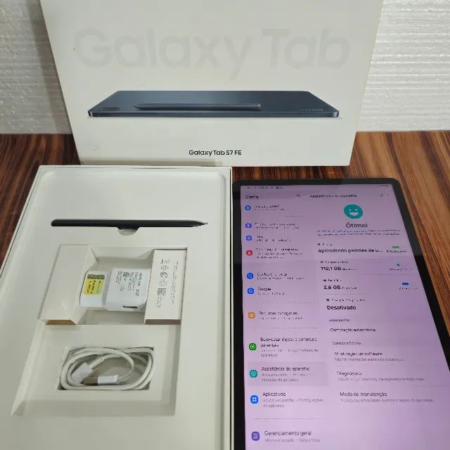 Samsung Galaxy Tab S7 FE Preto Wi-Fi+4G Tela 12.4 128GB 6GB RAM Capa S-Pen Carregador Cabo