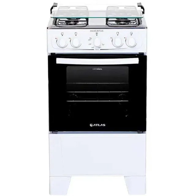 Fogão Atlas Coliseum Plus 4 Bocas Acendimento Manual Mesa de Inox Forno 50L