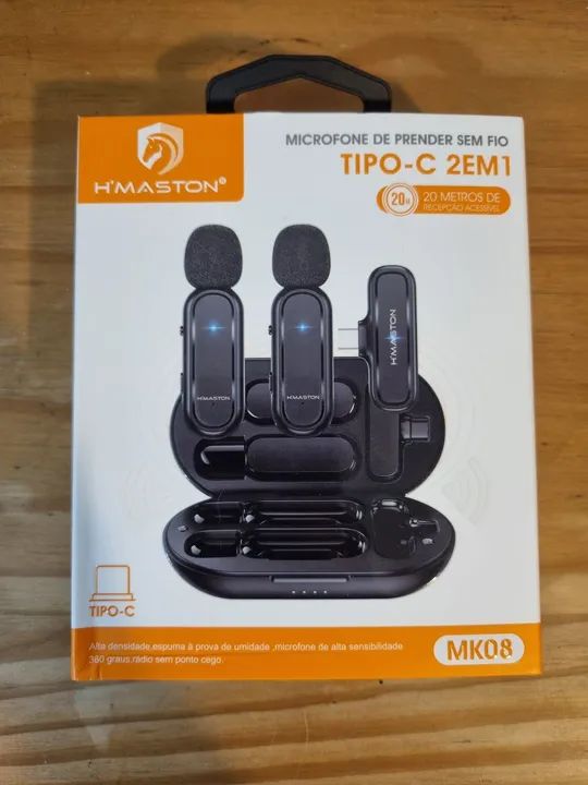 Microfone Sem Fio H'MASTON Tipo-C 2em1 MK08