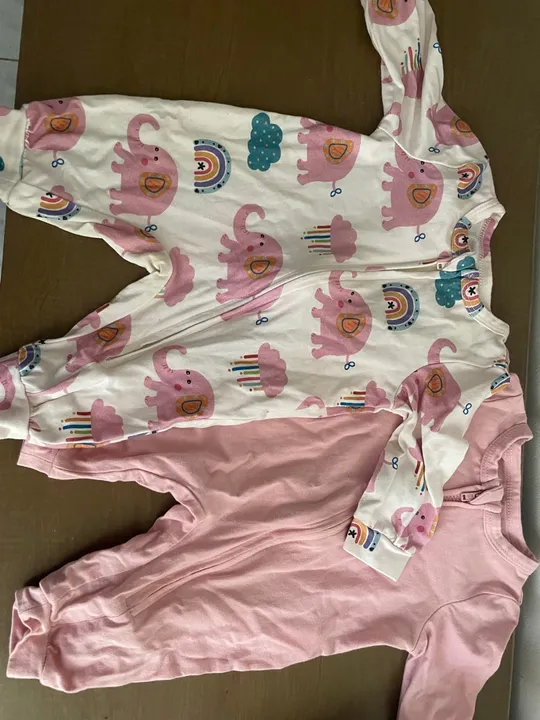 Kit Macacão bebê menina elefante de ziper