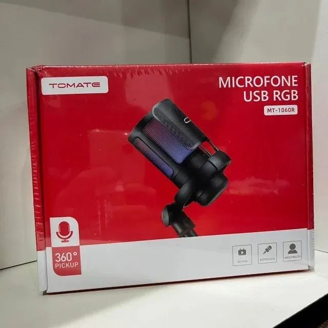 Microfone Gamer Rosa Condensador De Mesa Usb Luz Led Rgb Loja Coimbra Computadores Entrega - Foto 5