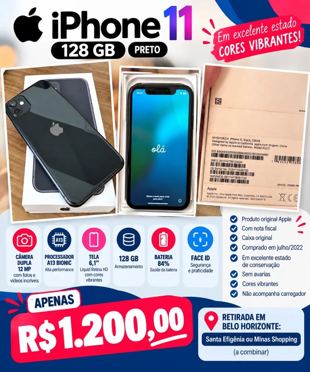 iPhone 11 - 128 gigas preto
