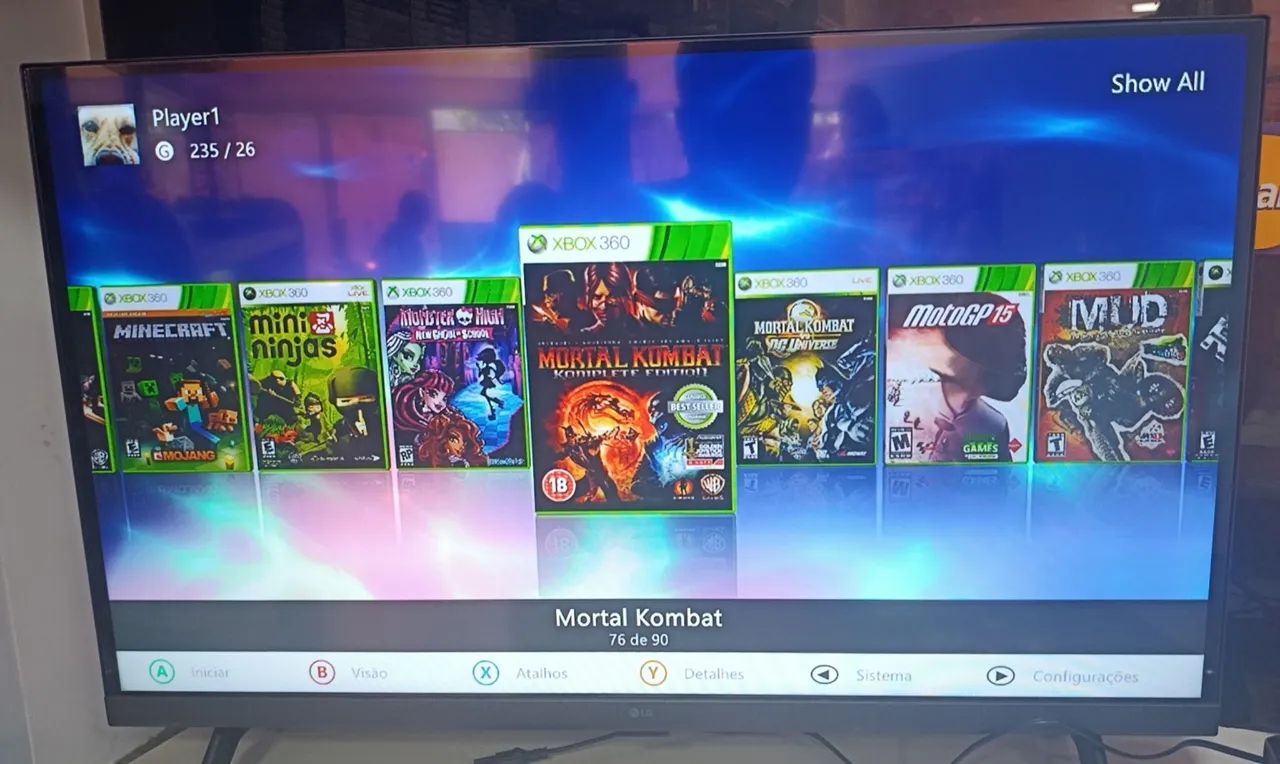 Xbox 360 com vários jogos e com garantia de 01 ano.