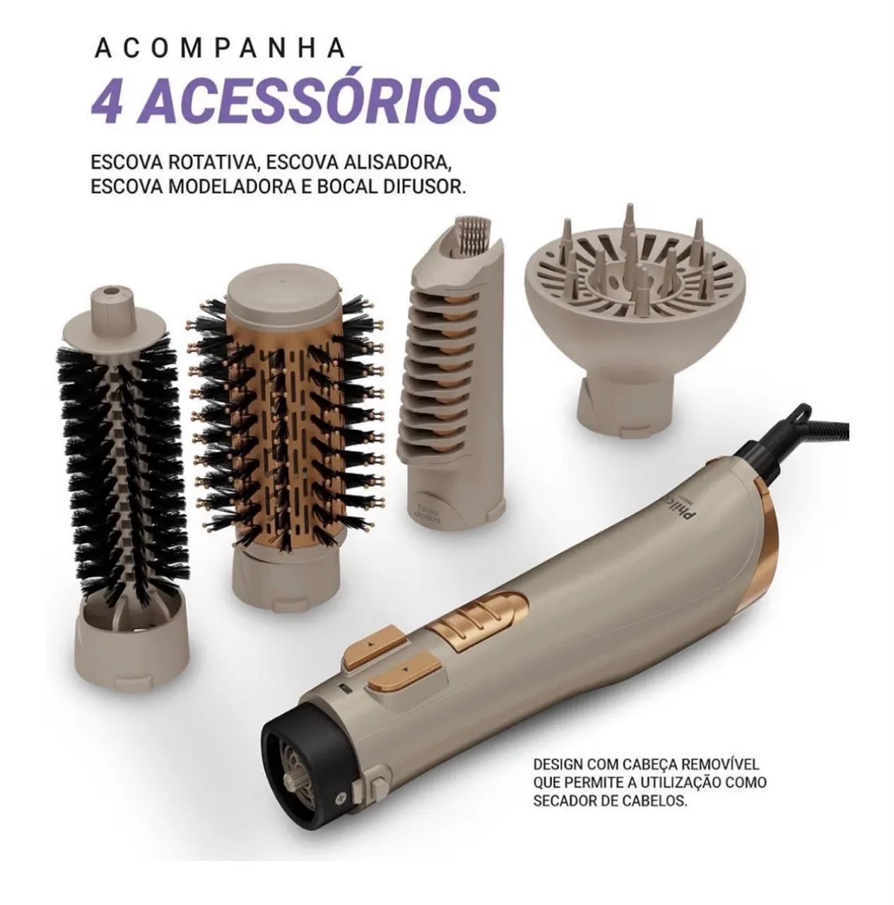 ESCOVA ALISA E SECA COM ACESSÓRIOS 
