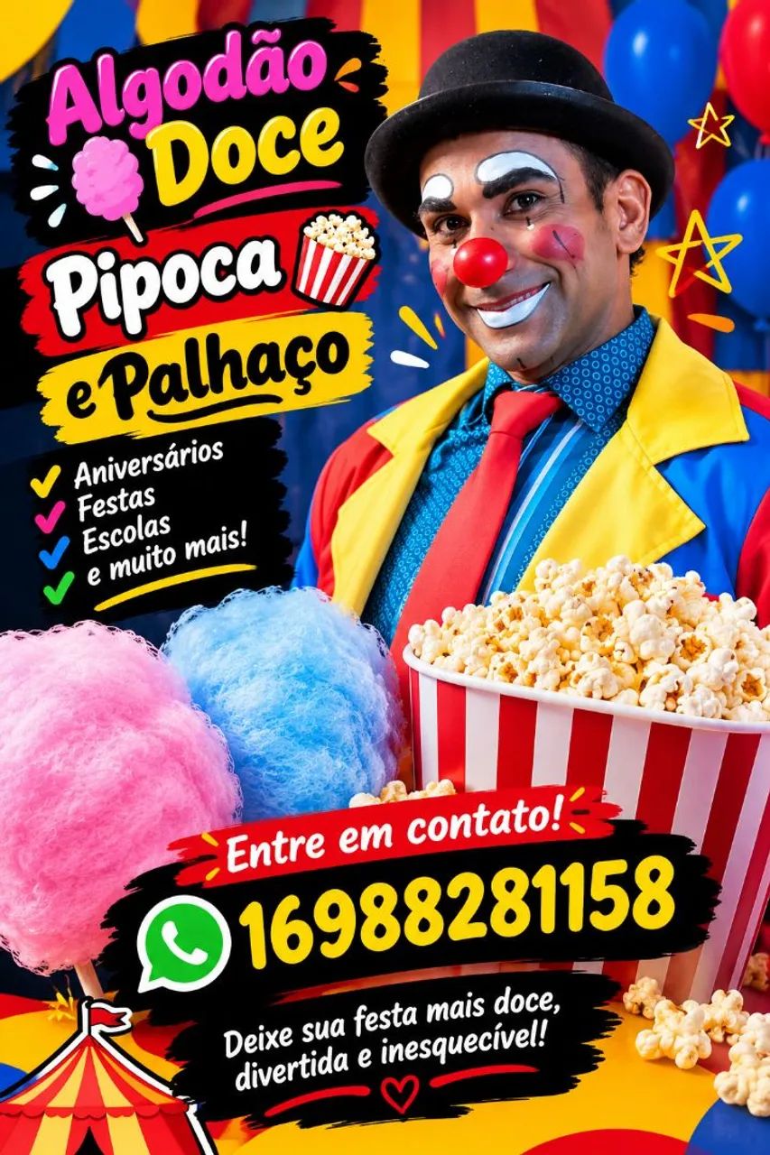 Algodão doce e pipoca 