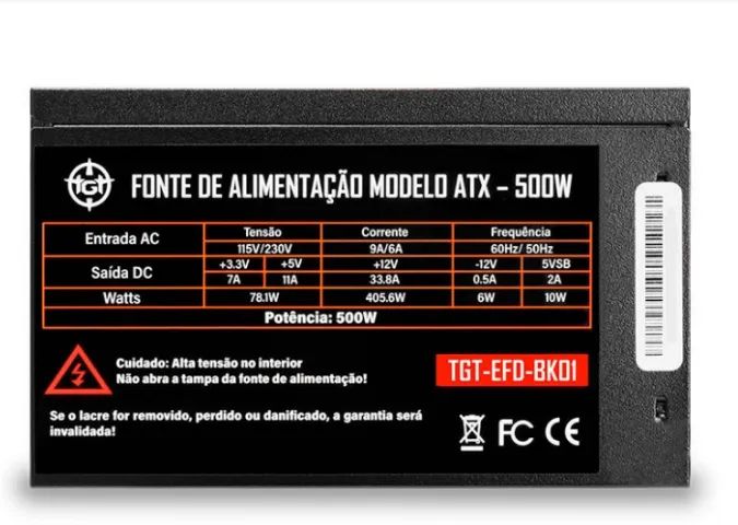 Fonte TGT 500W Real para PC Gamer - Nova - Foto 2