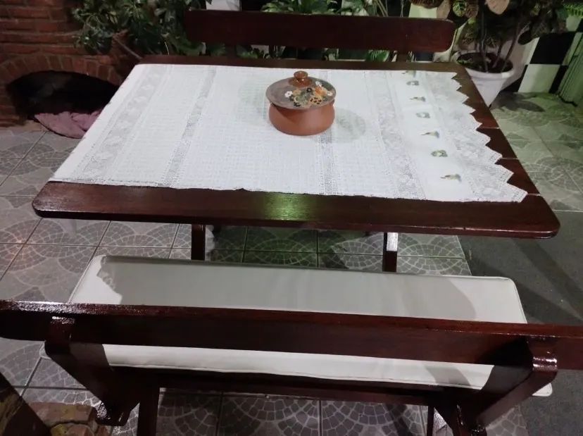 Mesa e bancos para área externa churrasqueira - Foto 5