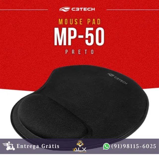 Mousepad Com Apoio de Pulso Ergonômico Mp-50 C3tech *ENTREGA GRÁTIS*