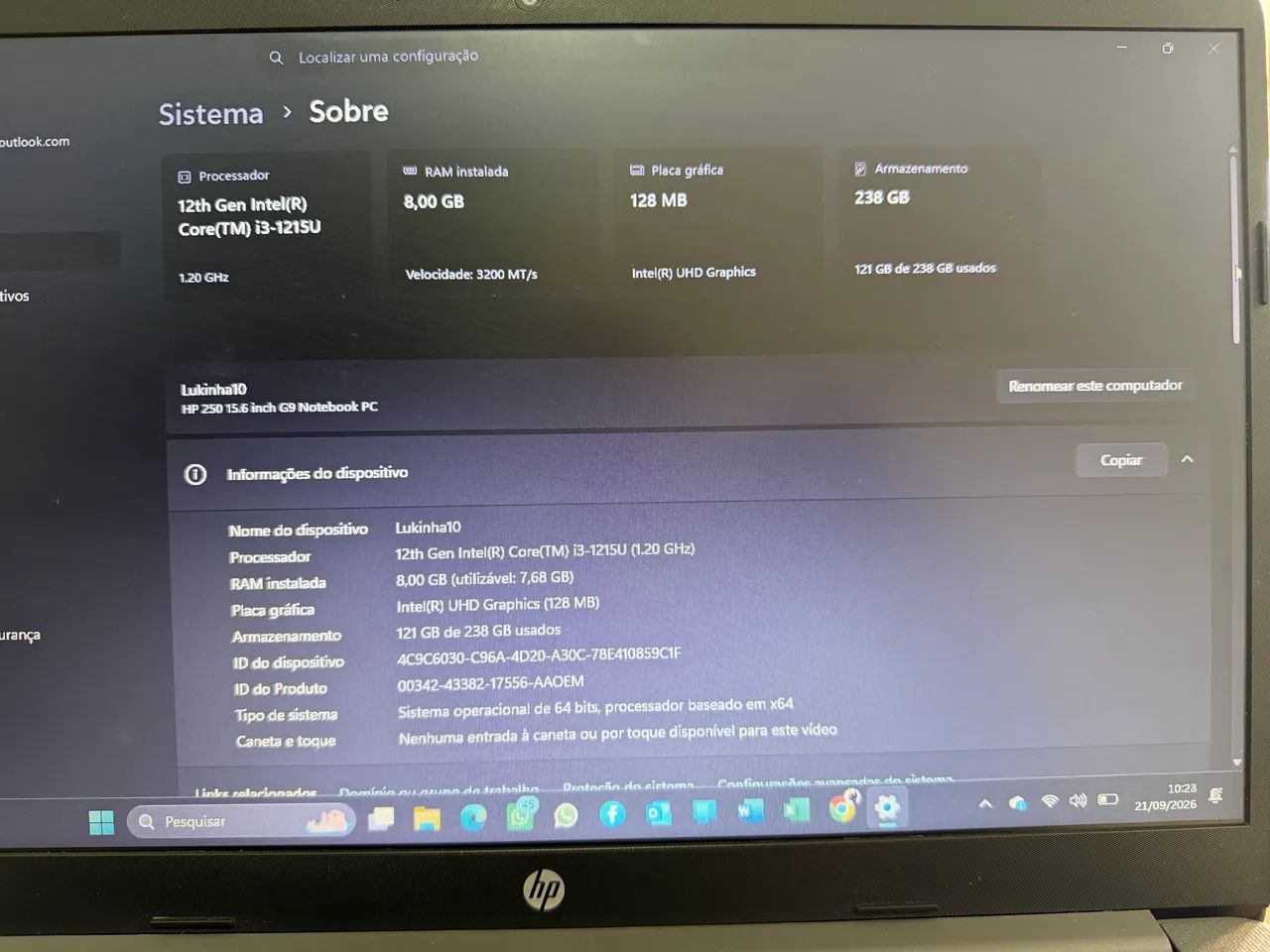 NOTEBOOK HP 250 G9 - i3 12ª GERAÇÃO - Foto 3