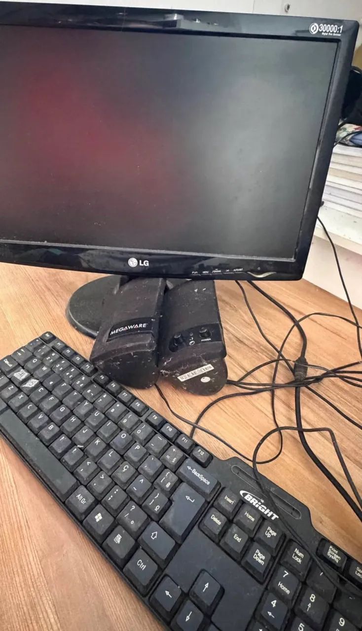 Monitor + caixa de som + teclado 