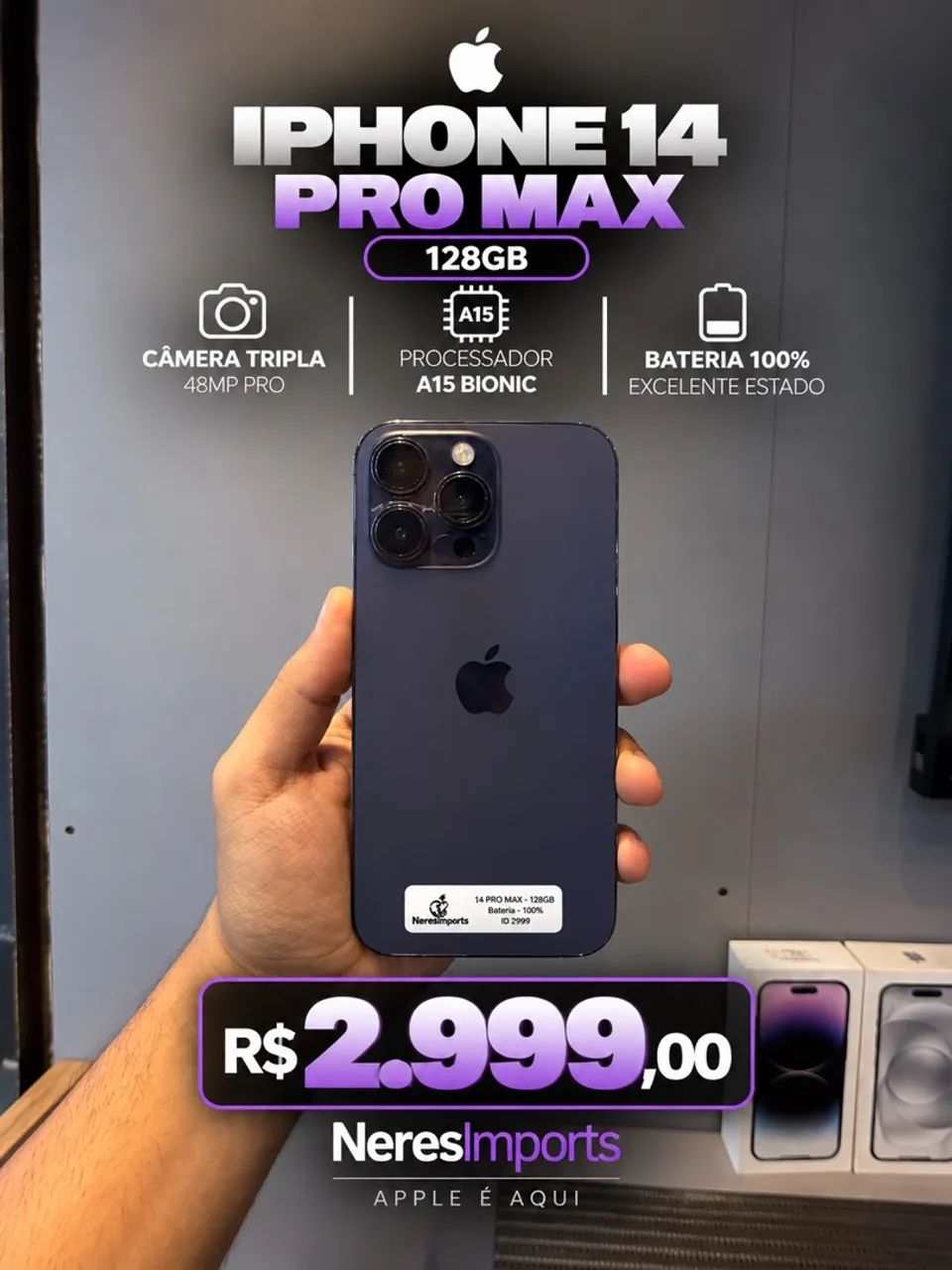 IPHONE 14 PRO MAX 128 GB 100% 