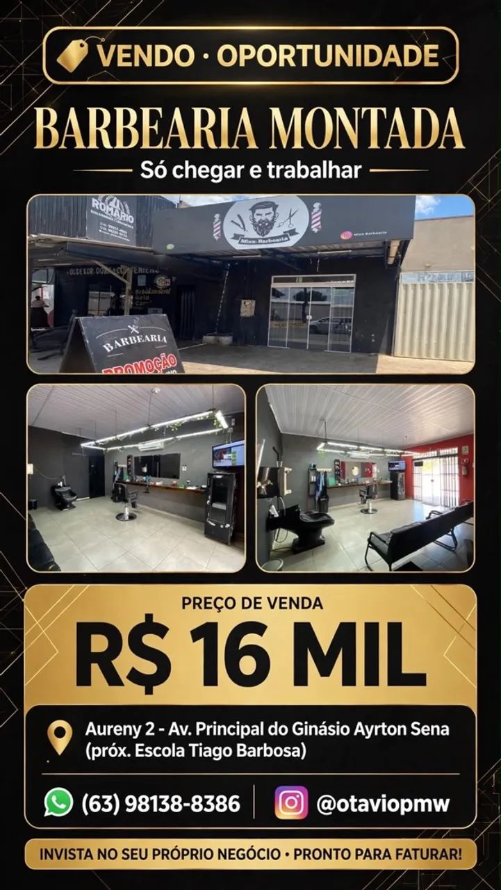 Vende-se Barbearia Pronta para Trabalhar