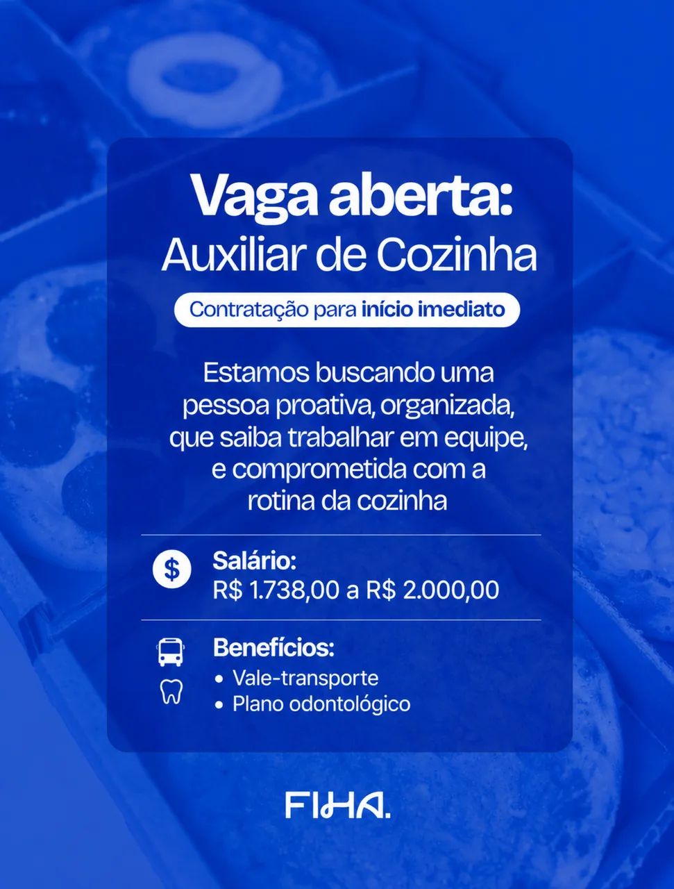 Vaga para auxiliar de cozinha 