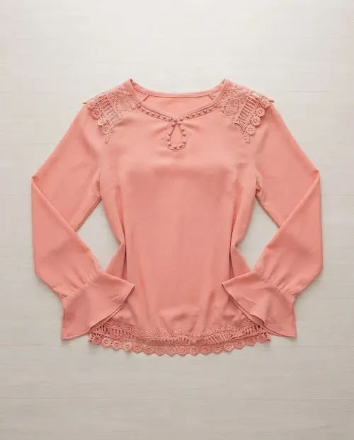 Blusa Social Manga Longa Sofisticada Renda Pérolas (Usado) - Foto 5