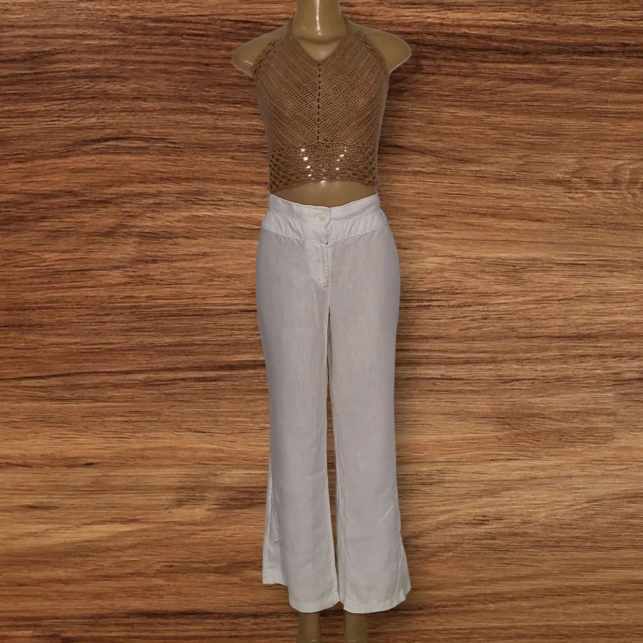 Conjunto praia top e calça  pantalona linho - Foto 3