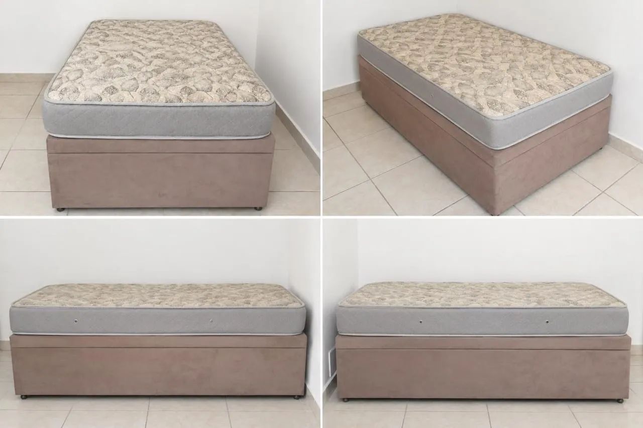 Cama Box Solteiro Castor com Baú | Colchão + Base Completa