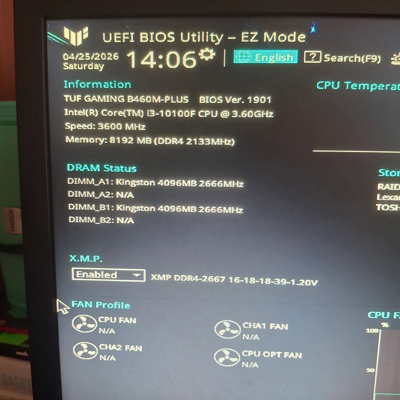 KIT INTEL i3-10100F + ASUS TUF GAMING B460M-PLUS - Foto 2