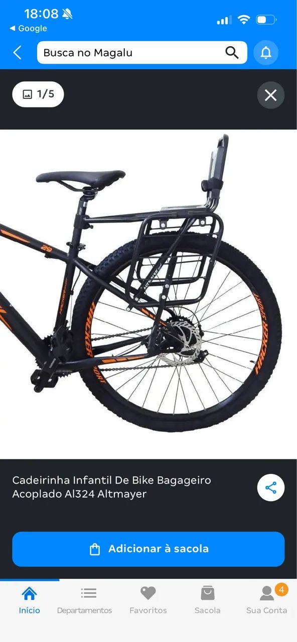 Cadeirinha de bicicleta para criança 