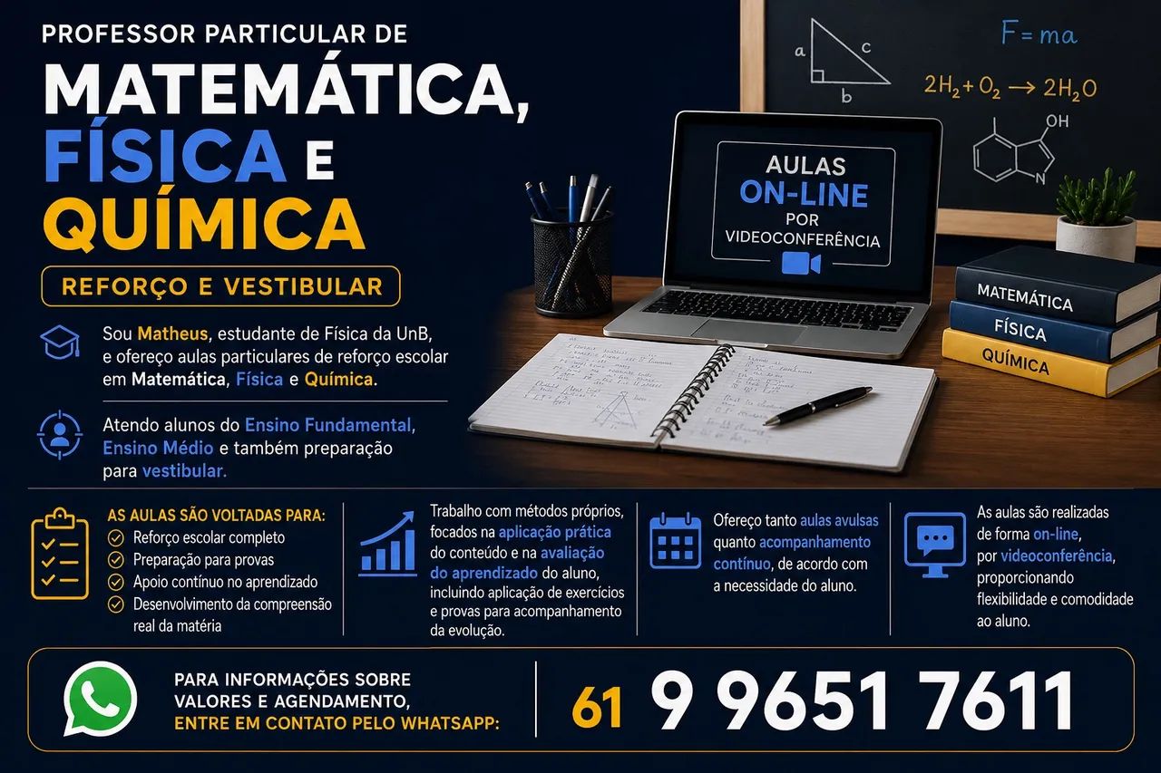 Professor Particular de Matemática, Física e Química | Reforço e Vestibular