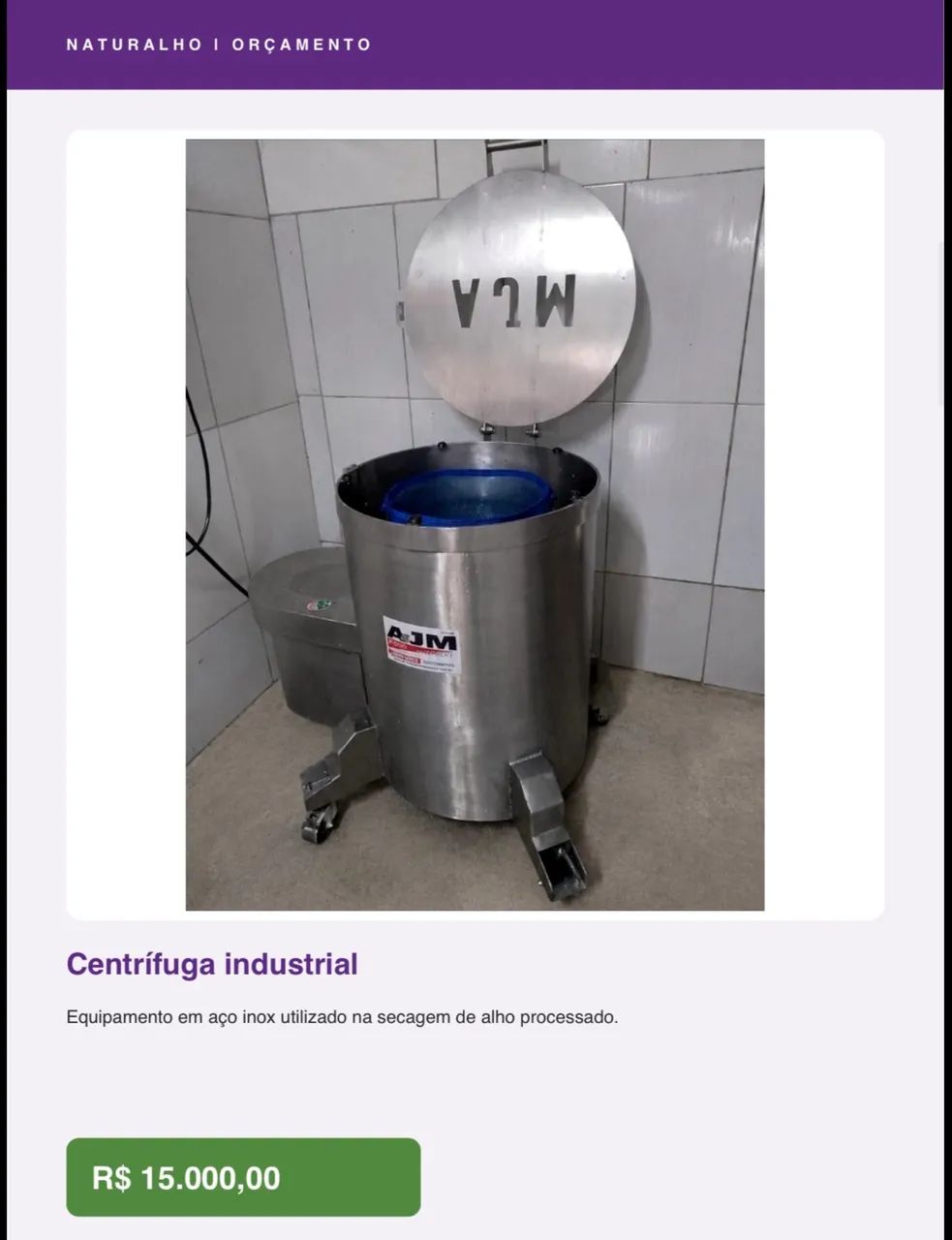 Centrifuga industrial 