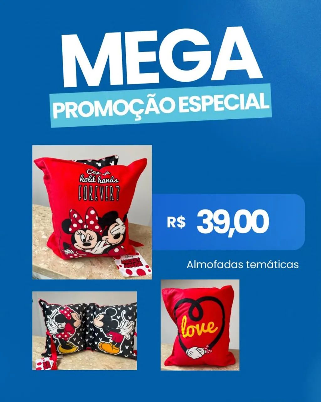 Almofadas Temáticas Mickey e Minnie - Foto 3
