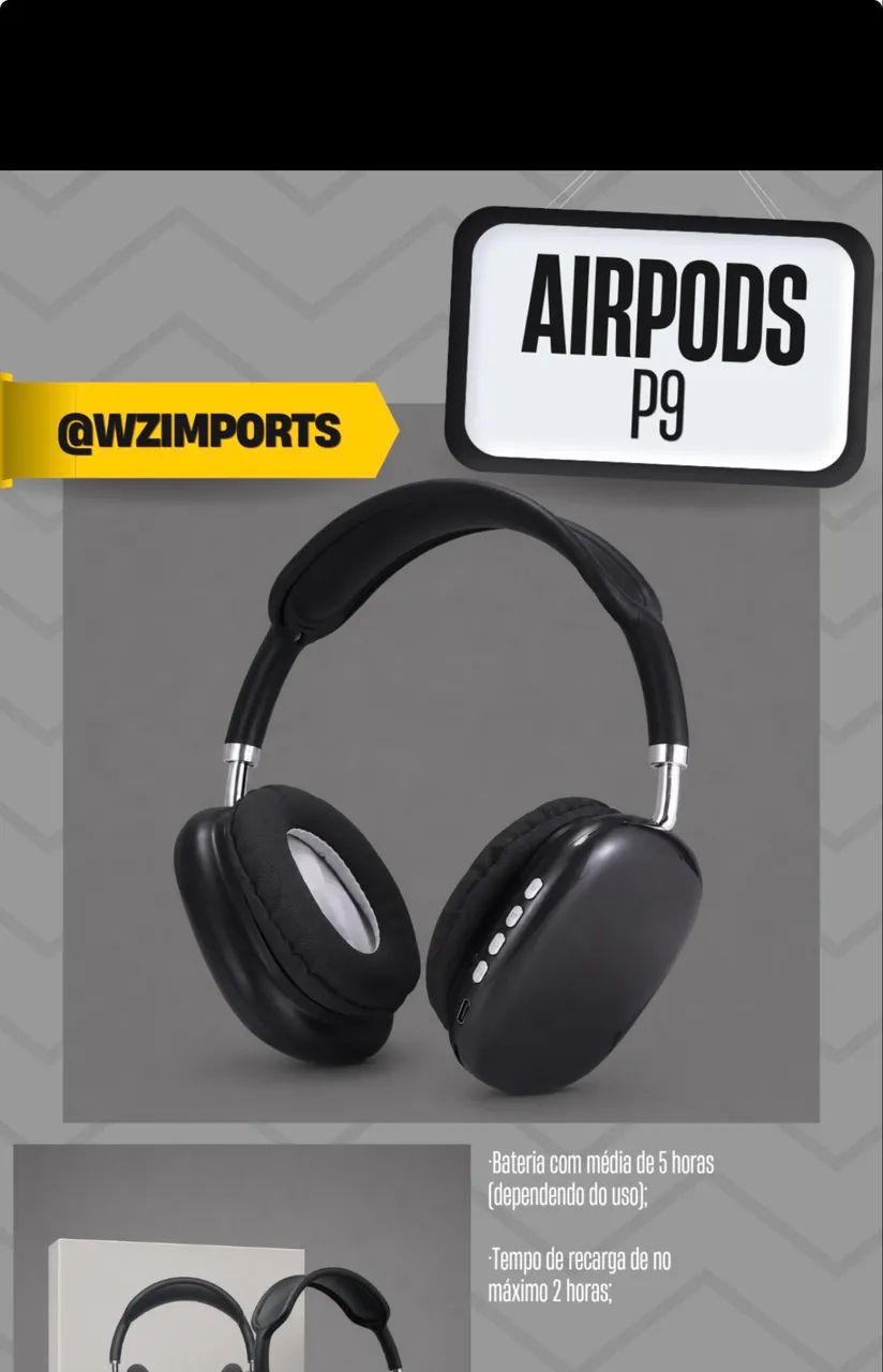 AirPod P9 preto - Foto 2