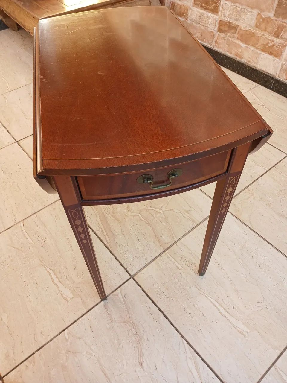 Mesa Lateral Clássica com Abas - Hickory White (Madeira Maciça) - Foto 4
