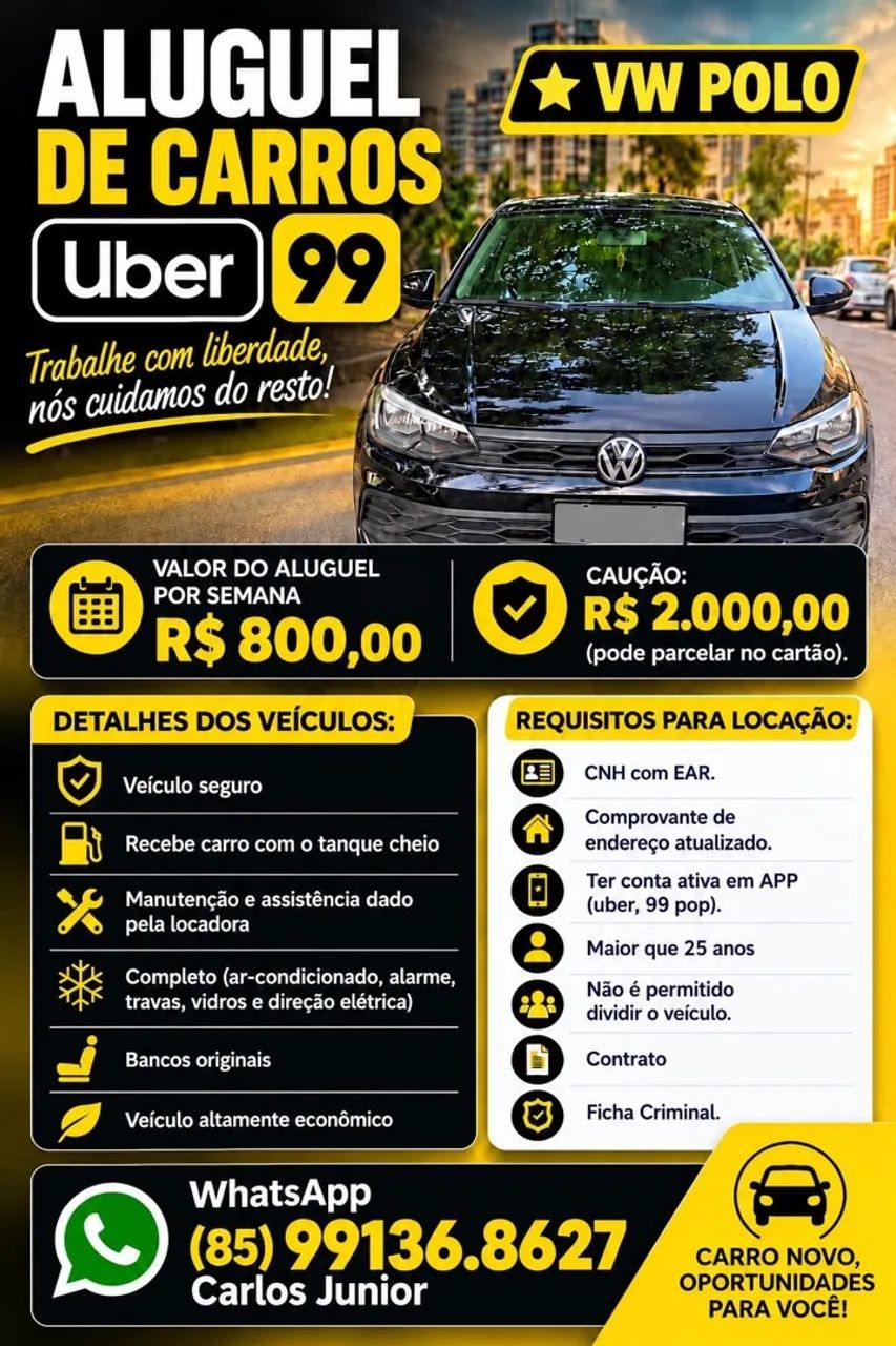 Aluguel de carros UBER e 99