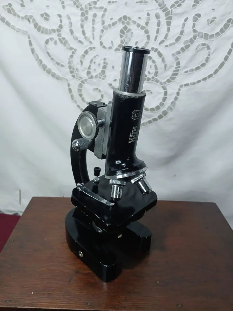 Antigo Microscopio Japones E Caixa De Madeira - Foto 3
