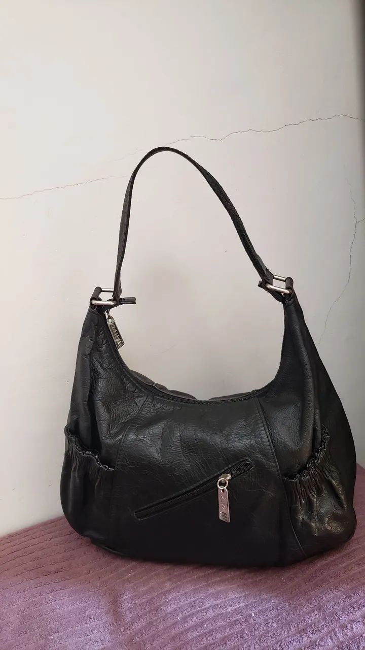 BOLSA DE OMBRO ESTILO CANOA PRETA  - Foto 2